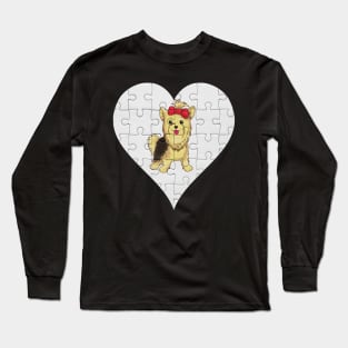 Yorkshire Terrier Heart Jigsaw Pieces Design - Gift for Yorkshire Terrier Lovers Long Sleeve T-Shirt